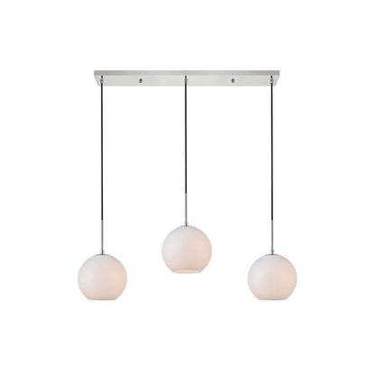 Baxter 3 Lights Brass Pendant With Frosted White Glass