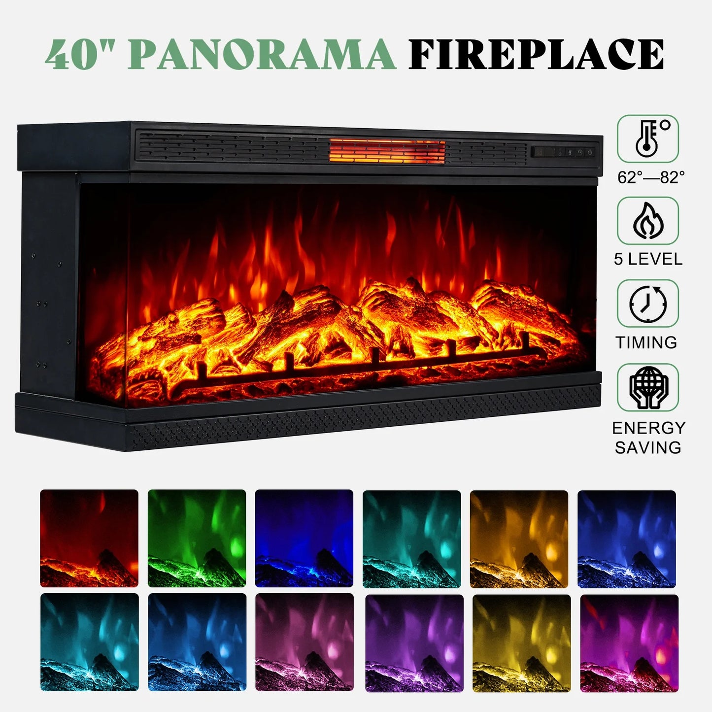 Merluxy 75in 3-Sided Glass Fireplace TV Stand for TVs up to 85", Distressed White