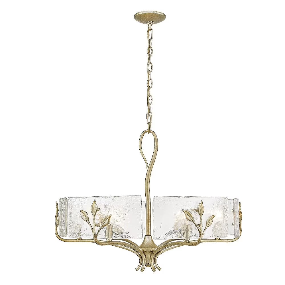 Calla 6-Light Chandelier in Natural Black with Hammered Water Glass
