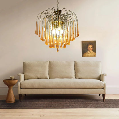 Arturesthome Italian Retro Water Drop French Snot Lamp Light Luxury Glass Chandelier
