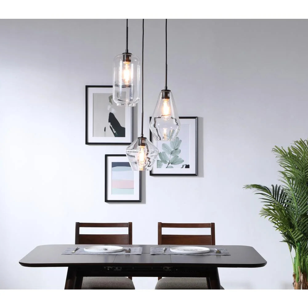 Gene 3 light Chrome and Clear glass pendant