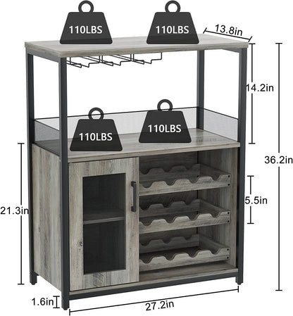 Yesfashion Wine Bar Cabinet with Glass Holder, ABS Rustic Brown
