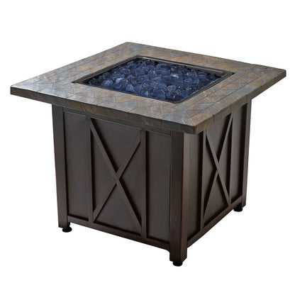 Endless Summer 30,000 BTU LP Gas Outdoor Fire Pit, Blue Fire Glass, Bronze