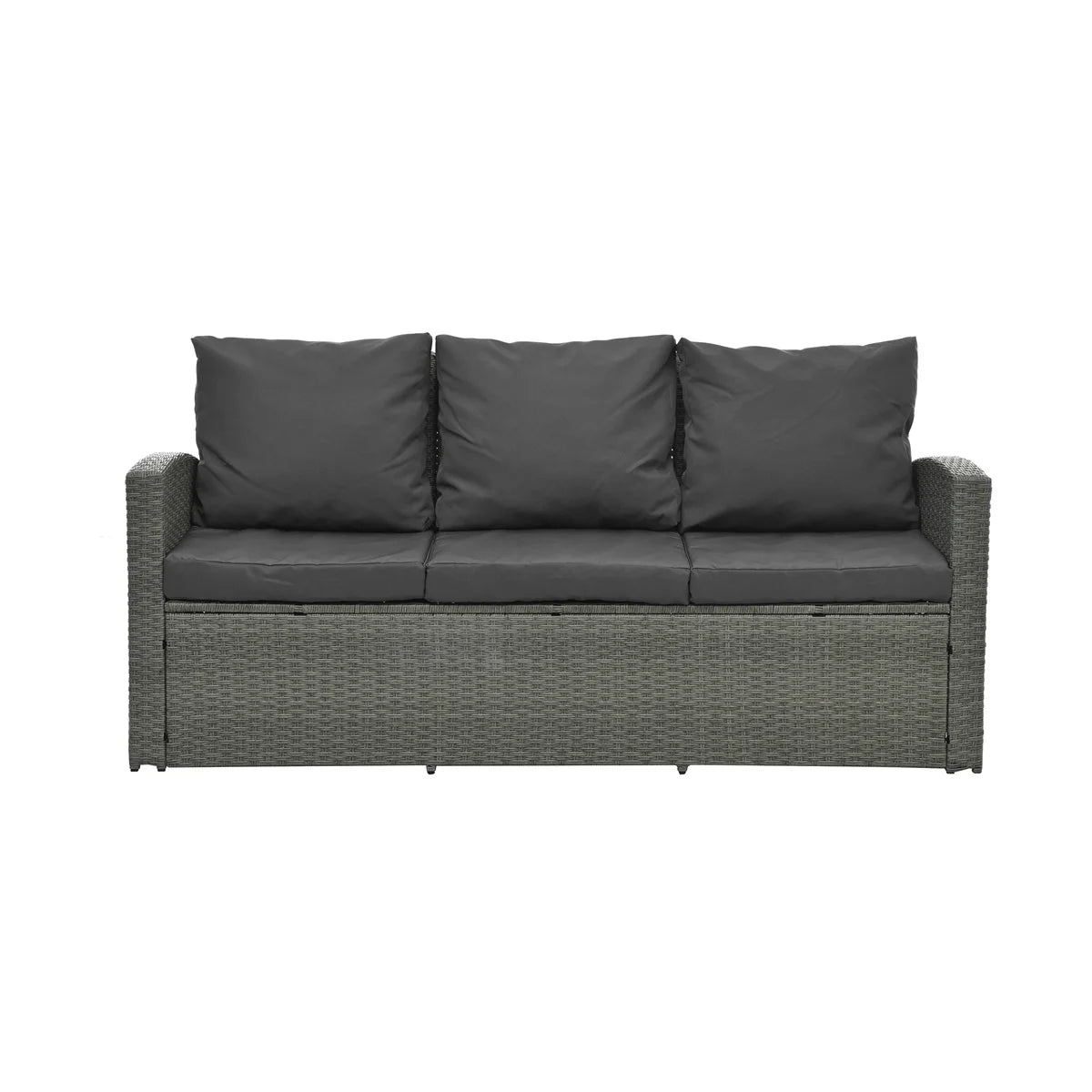 HighSound 5 Pcs PE Rattan Wicker Patio Sofa Set Outdoor Sectional Furniture Set with Tempered Glass Table