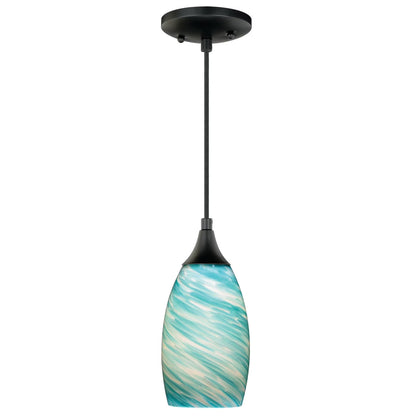 Milano Bronze Mini Pendant Ceiling Light Blue Glass