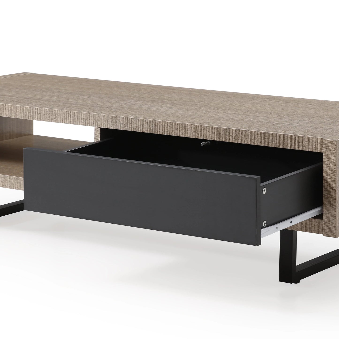 MF Studio Modern Glass Top Geometric Coffee Table, Black