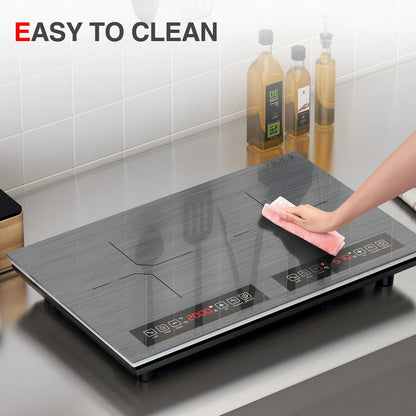 Induction Cooktop, 110V 24 Inch Electric Cooktop LED Touch Screen Burner, Overheat Protection Function Hot Plate, 9 Temperature and Power Safety Lock, Special Design Glass Panel Stove