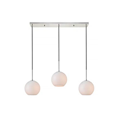 Baxter 3 Lights Brass Pendant With Frosted White Glass