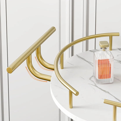 Garvee Bar Serving Cart, 3-Tier Storage Shelves & Wine Rack and Glass Holder, Golden & White