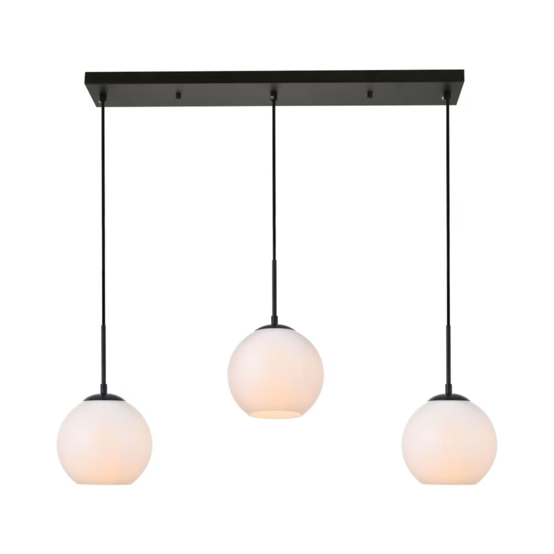 Baxter 3 Lights Brass Pendant With Frosted White Glass