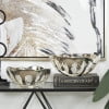DecMode 16" x 25" Copper Aluminum Drip Accent Table with Melting Design and Shaded Glass Top, 1-Piece