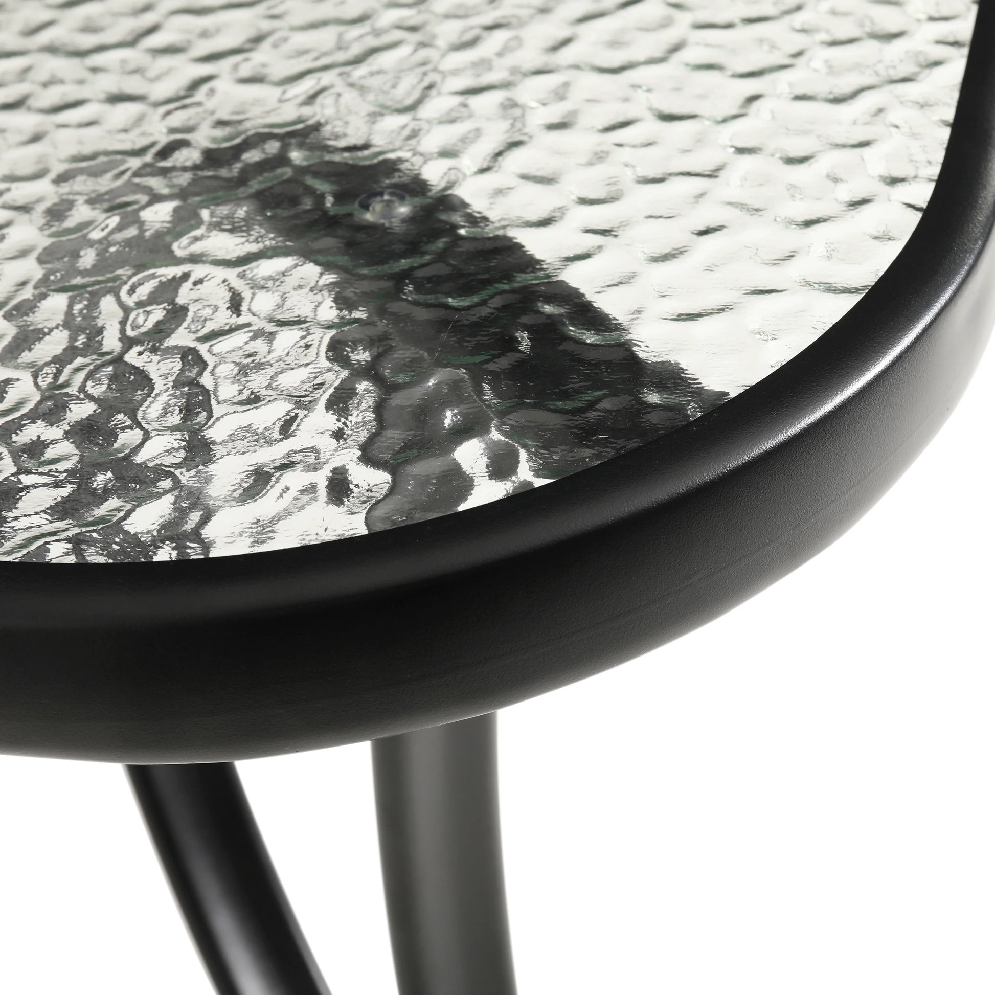 Emma + Oliver Rectangular Tempered Glass Top Patio Table with Umbrella Hole and Black Steel Tube Frame