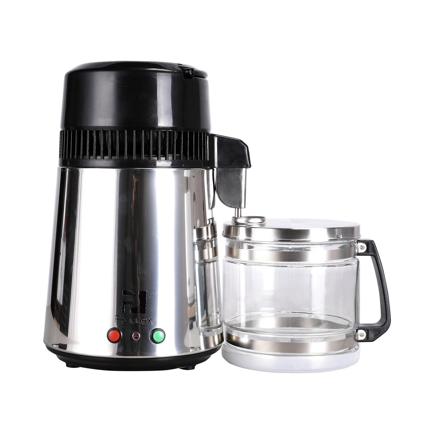 1 Gallon/4L Home Stainless Steel Water Distiller w/Glass Bottle