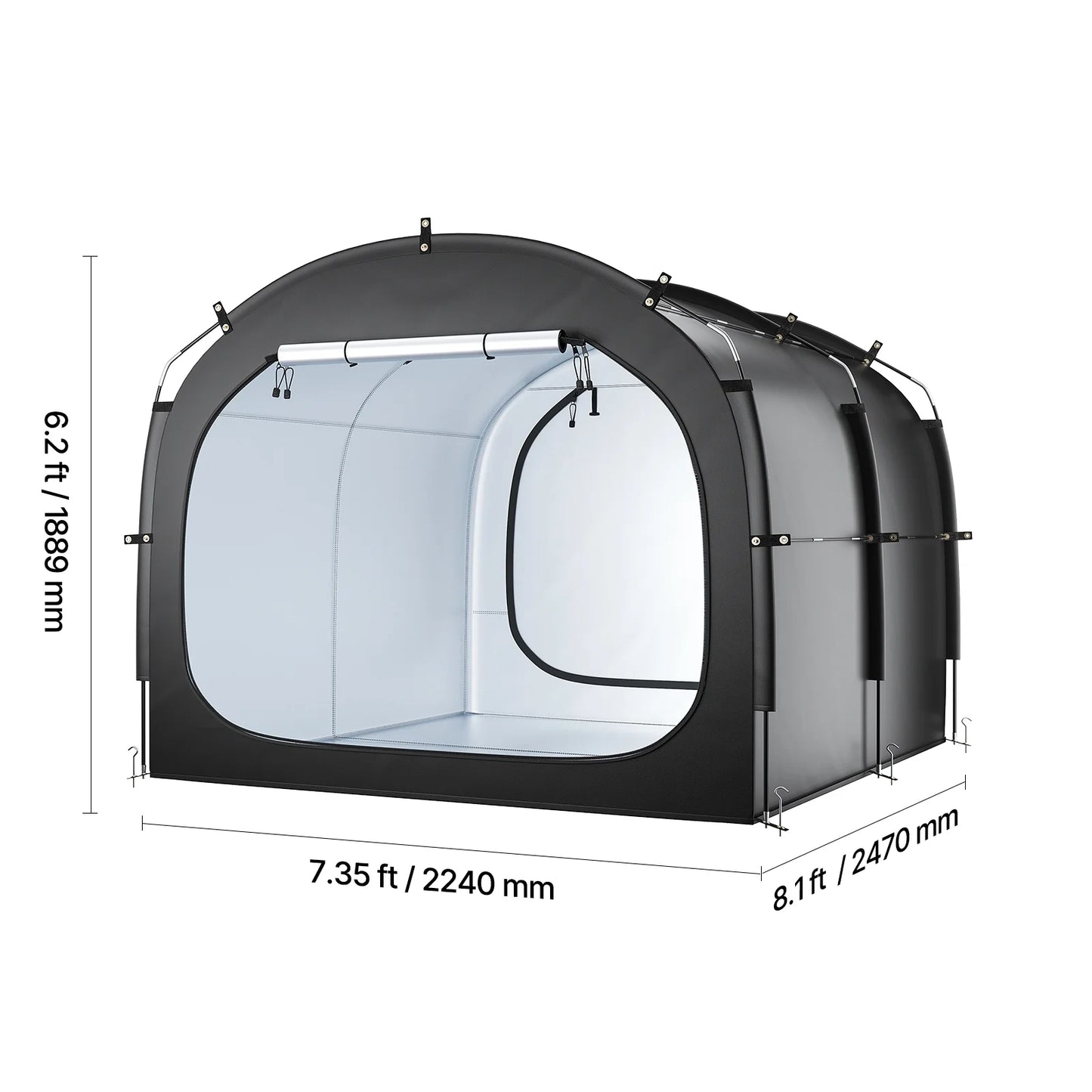 KFFKFF Bicycle Shelter, Accommodates 5 Bicycles, Roomy Outdoor Bicycle Shelter with Air Circulation Window, Water-Resistant Simple Setup Bicycle Shelter with Robust Fiberglass & Double Zippers