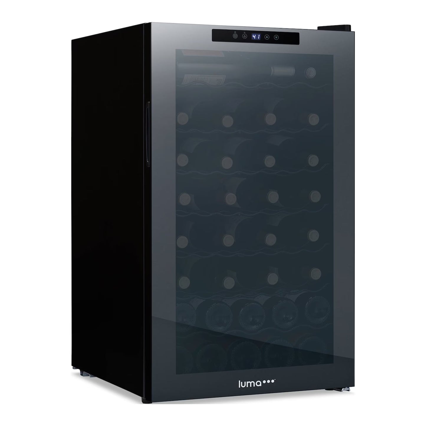 Luma Shadow Series Wine Cooler Refrigerator 16 Bottle, Freestanding Mirrored Wine Fridge with Double-Layer Tempered Glass Door & Compressor Cooling for Reds, Whites, and Sparkling Wine