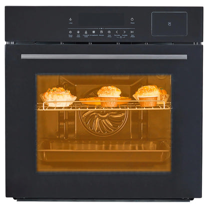 24" Electric Single Wall Oven, 2.5Cu.ft with 8 Baking Modes, 70L Electric Convection Oven, with Air Frying Function, 3000w, 3D Surround Heating with Double-Layered Glass Door, Timer, Touch Control