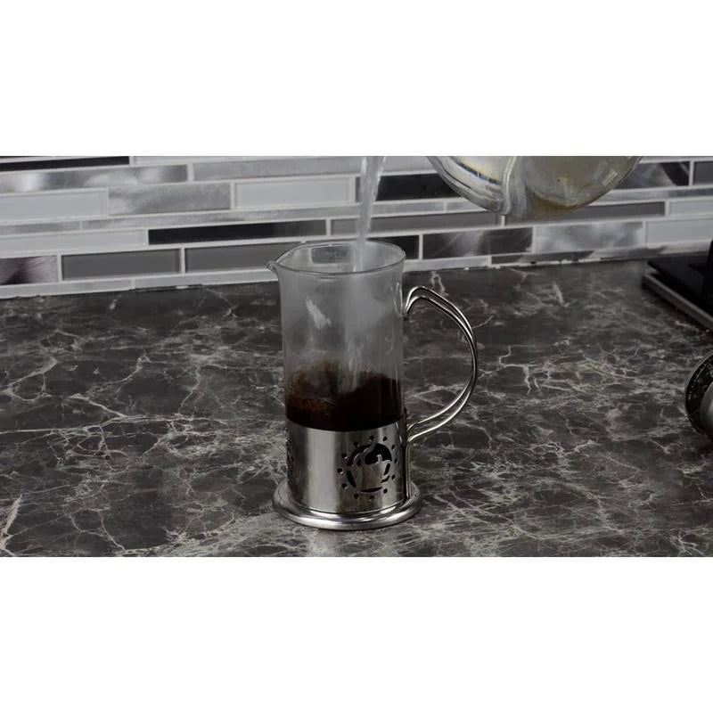 Single Serve French Press Coffee Maker - 12 oz Mini Stainless Steel & Glass Brewer for 1 Cup, Portable & Affordable Manual Coffee Press with Fine Mesh Filter for Home, Travel, or Camping