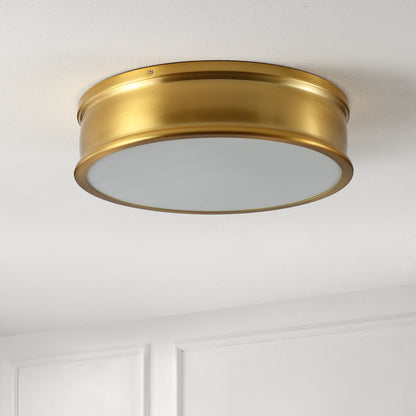 SAFAVIEH Adria 16 in. Modern 3-Light Brass Gold Iron Mount Light with Glass Shade