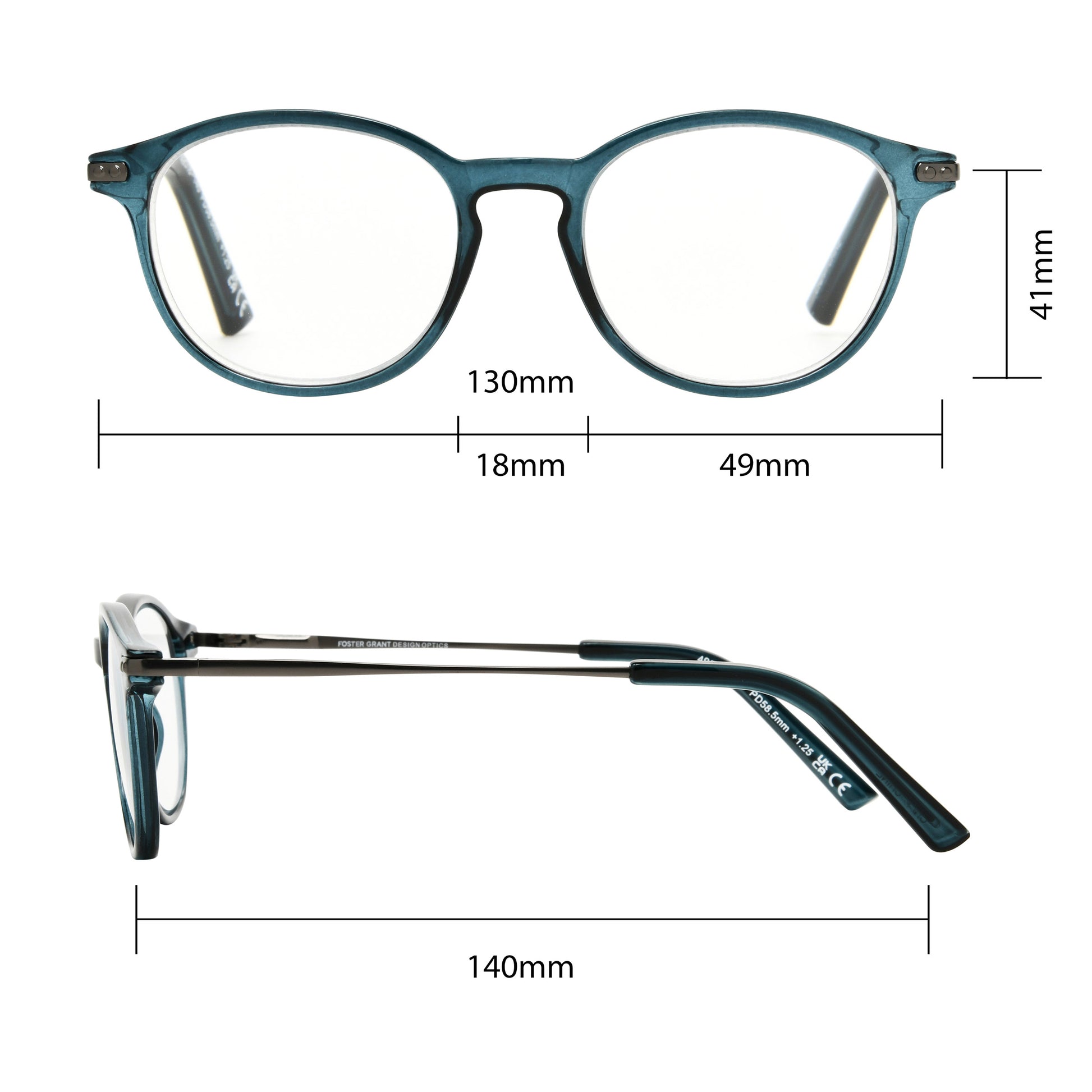 Design Optics by Foster Grant #809 Classic Plastic Round Reading Glasses, 3-pack