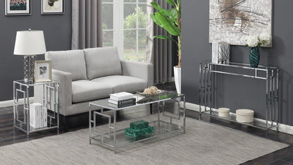 Convenience Concepts Town Square Coffee Table, Clear Glass/Chrome Frame