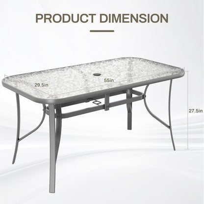 Arlopu Patio Rectangular Tempered Glass Dining Table, All-Weather Use, Outdoor Table for Garden & Backyard