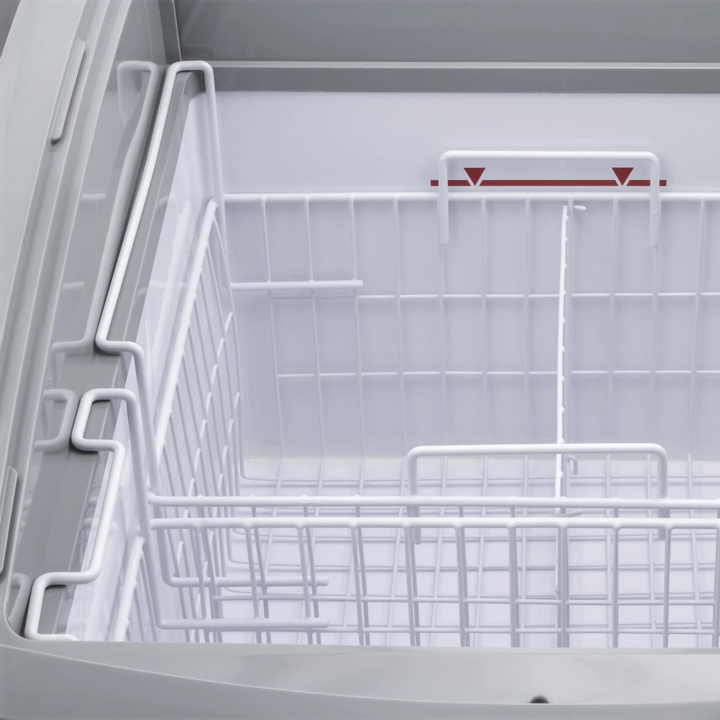 Maxx Cold Curved Glass Top Chest Freezer Display, 24.6"W, 3.81 cu. ft. Storage Capacity, Equipped with (2) Wire Baskets, in White (MXF25CHC-2)