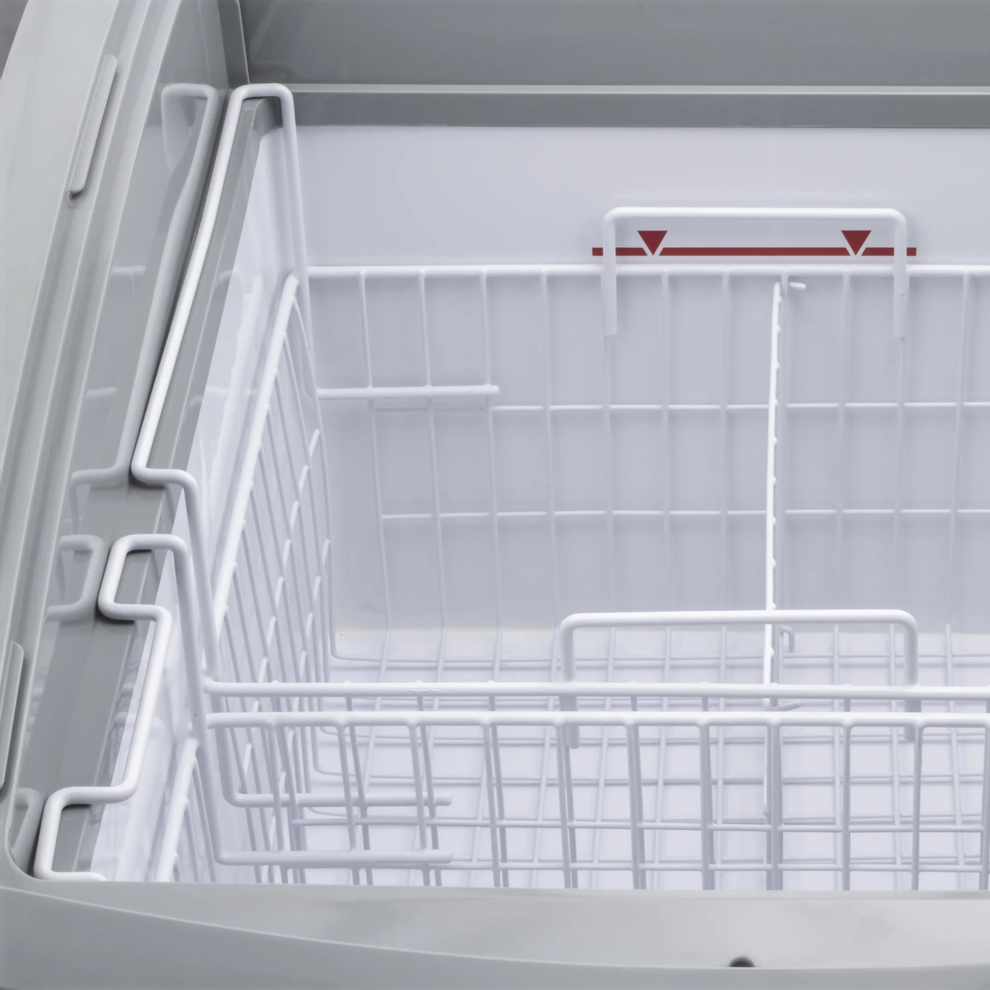 Maxx Cold Curved Glass Top Chest Freezer Display, 24.6"W, 3.81 cu. ft. Storage Capacity, Equipped with (2) Wire Baskets, in White (MXF25CHC-2)