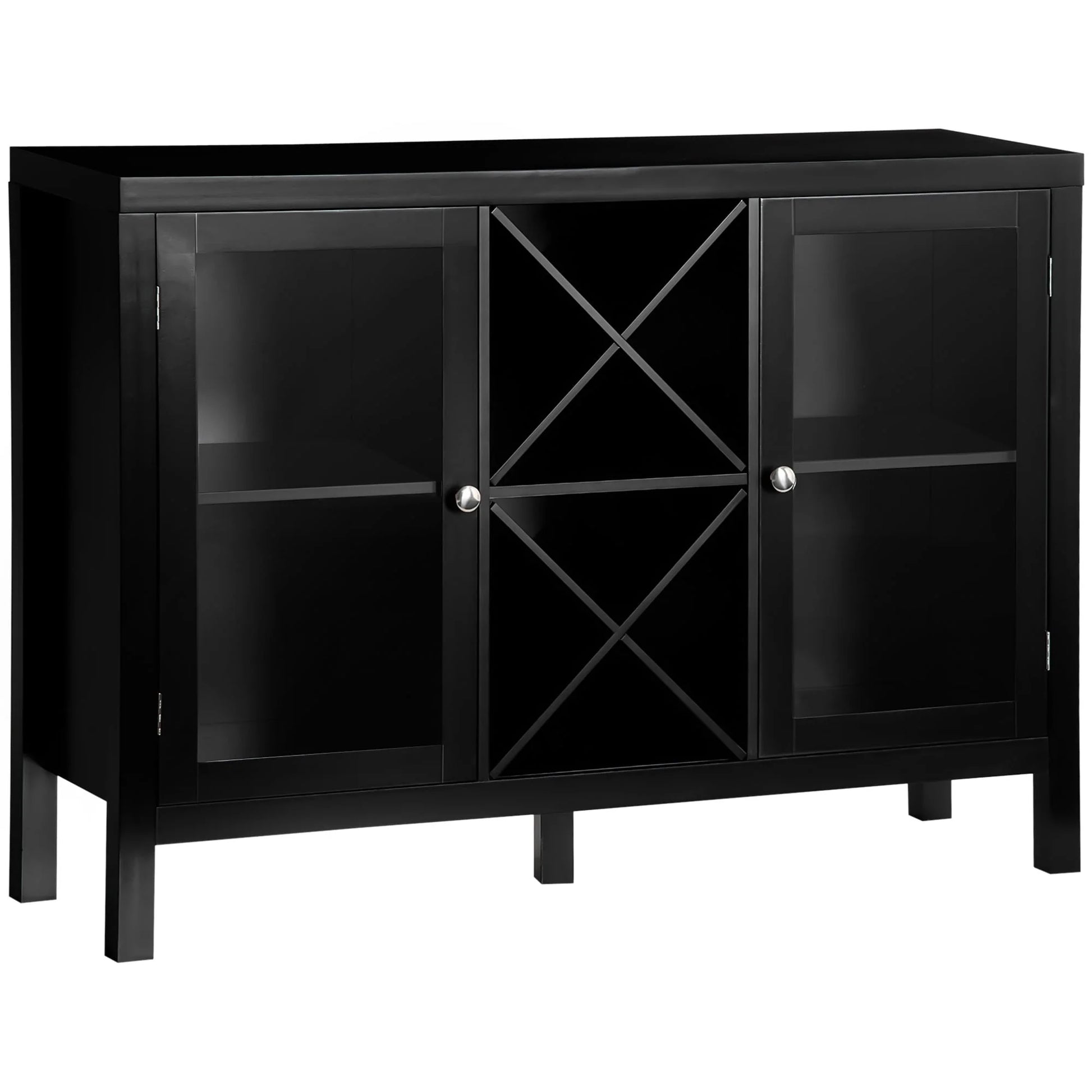 HOMCOM Coffee Bar Cabinet, Sideboard Buffet Cabinet with Removable Wine Rack, Tempered Glass Door and Adjustable Shelves, Wine Cabinet for Living Room, Kitchen, Entryway, Black