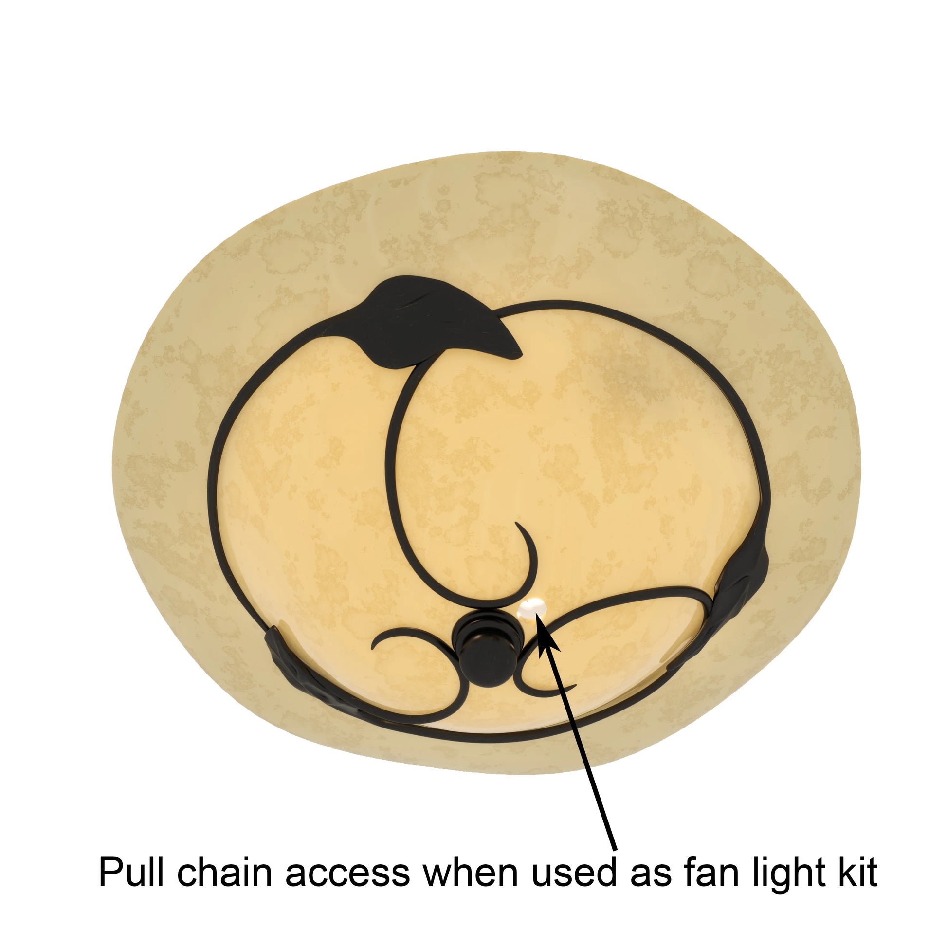 Vaxcel Vine 15-in W Black Rustic Semi Flush Mount Ceiling Light Amber Glass