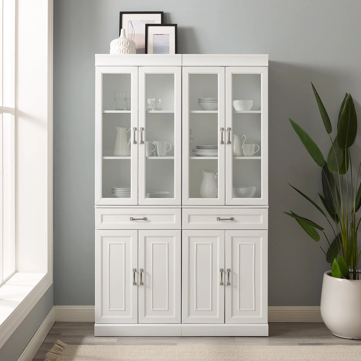 Crosley Brands Stanton 2Pc Glass Door Pantry Set White - 2 Pantries