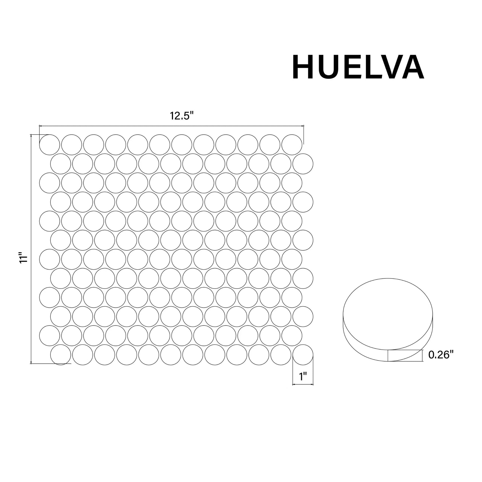 Huelva 12.68" x 11.02" Glass Penny Mosaic Floor and Wall Tile in White (Pack of 11)