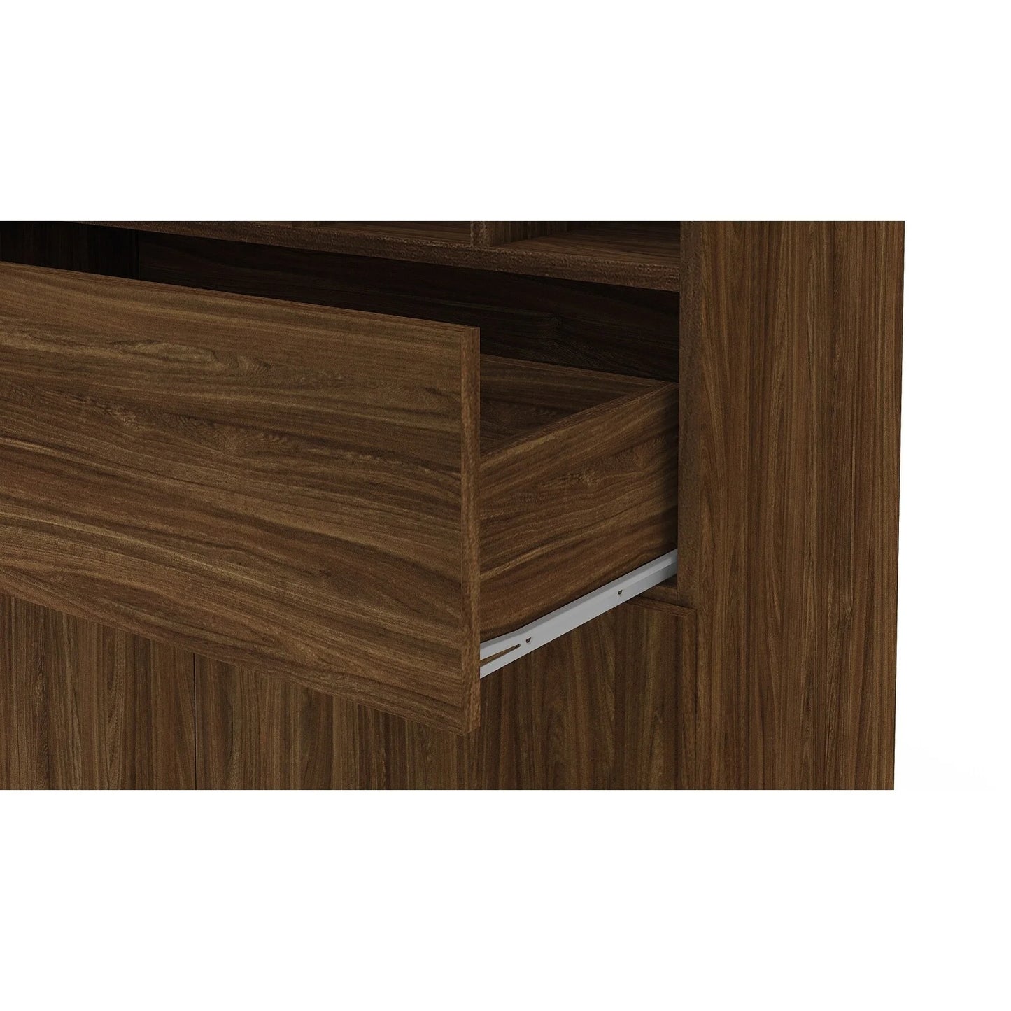 Polifurniture Salamanca Modern Bar Cabinet with Wine Rack and Glass Holder, Walnut