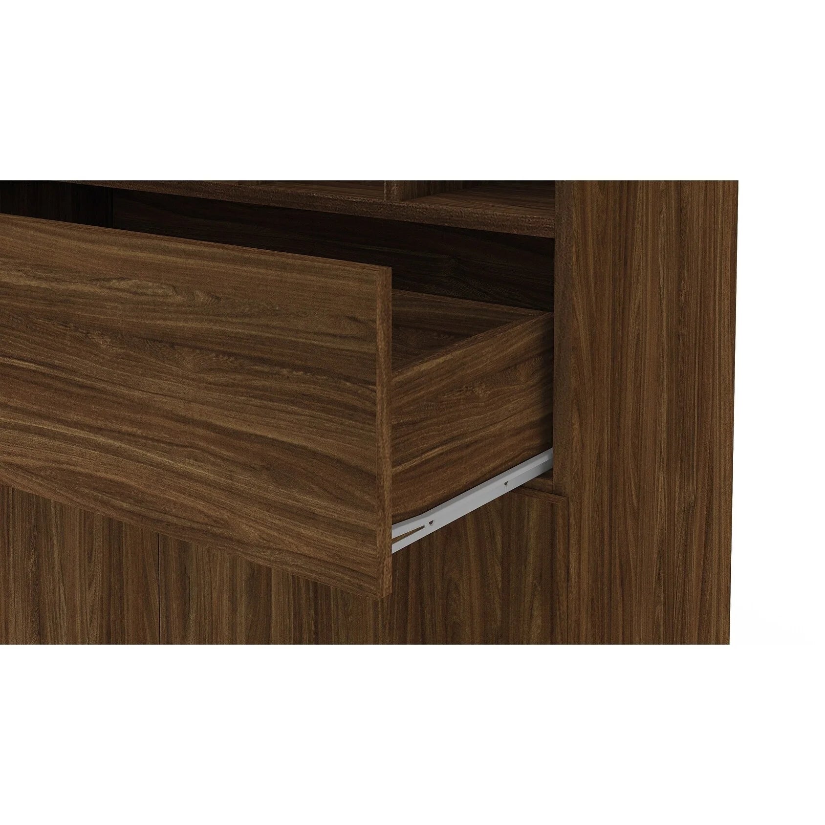 Polifurniture Salamanca Modern Bar Cabinet with Wine Rack and Glass Holder, Walnut