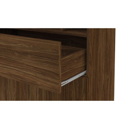 Polifurniture Salamanca Modern Bar Cabinet with Wine Rack and Glass Holder, Walnut