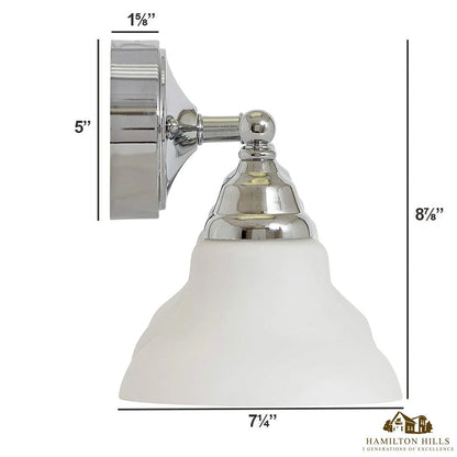 Triple Fanned Glass Shade Light Classic Polished Silver Vanity Fixture LED