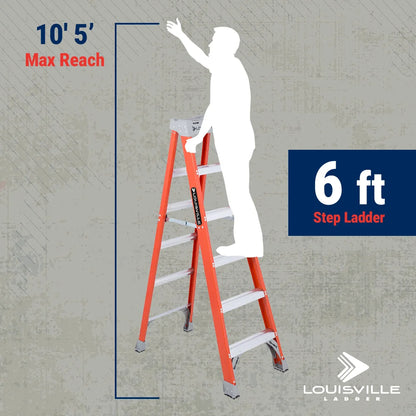 Louisville Ladder 6-Foot Fiberglass Step Ladder, 300-Pound Load Capacity, Type IA, FS1506