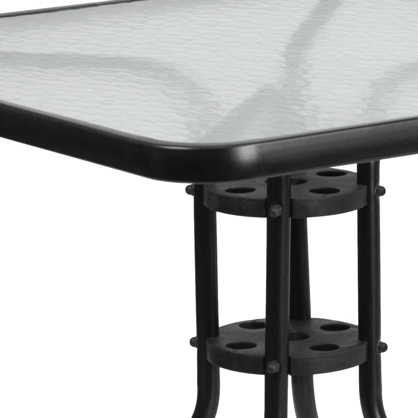Emma + Oliver 31.5" Square Tempered Glass Metal Table