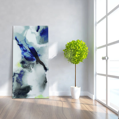 Empire Art Direct Blue Splash Frameless Free Floating Tempered Glass Panel Graphic Wall Art, 72" x 36", Ready to Hang