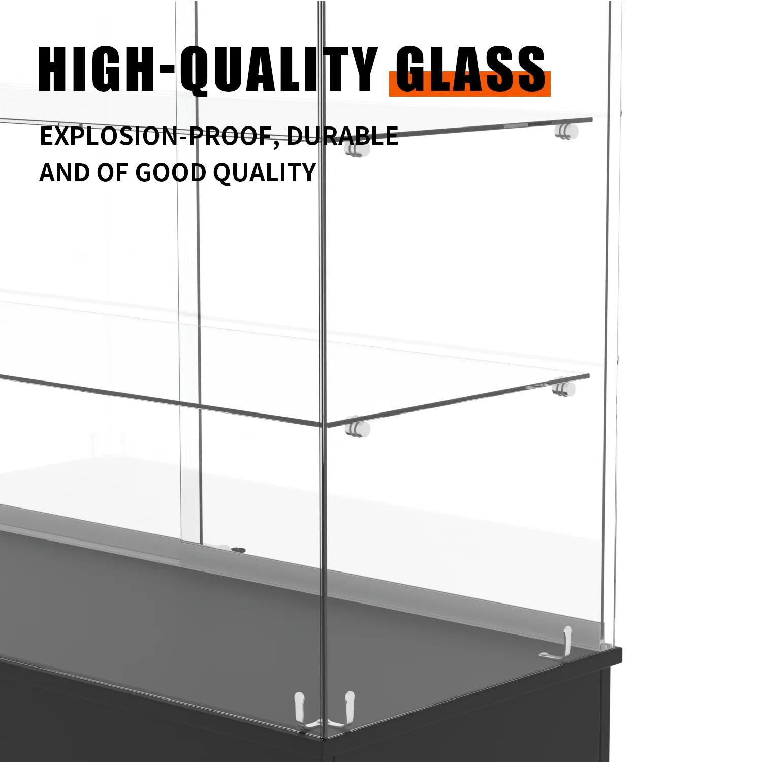 48" W x 18" D x 38" H - White Full Vision Retail Display Case, Tempered Glass Display Cabinet with Glass Shelves and Lock, Storage Cabinets for Retail and Collectible Display