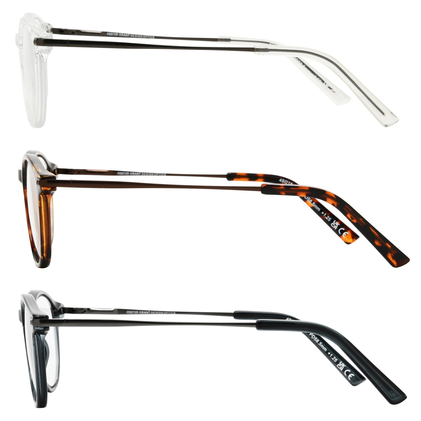 Design Optics by Foster Grant #809 Classic Plastic Round Reading Glasses, 3-pack