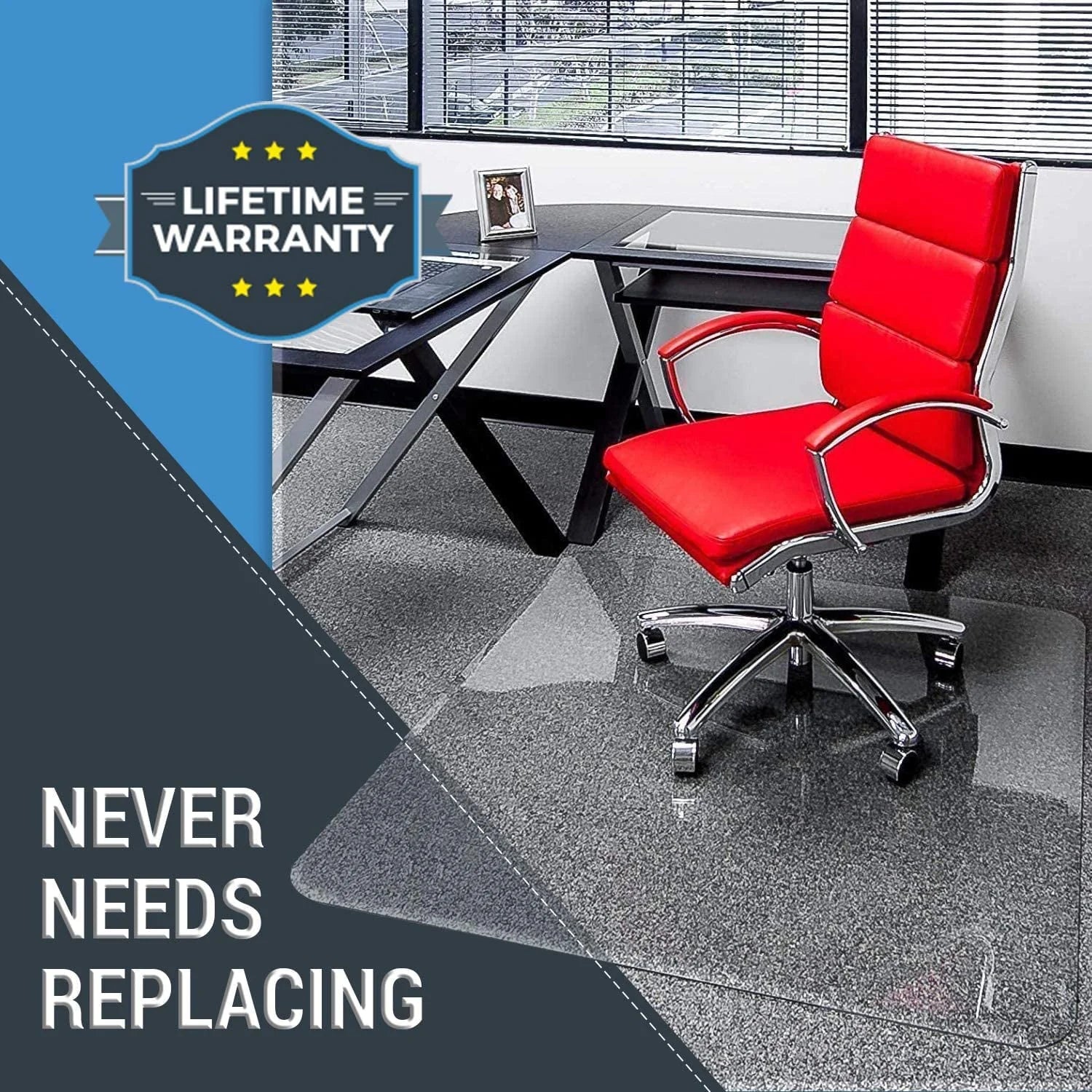 45" x 53" Glass Chair Mat with Exclusive Beveled Edge by Clearly Innovative