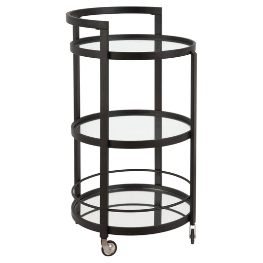 Evelyn& Zoe 21" Blackened Bronze Metal/Glass Bar Cart