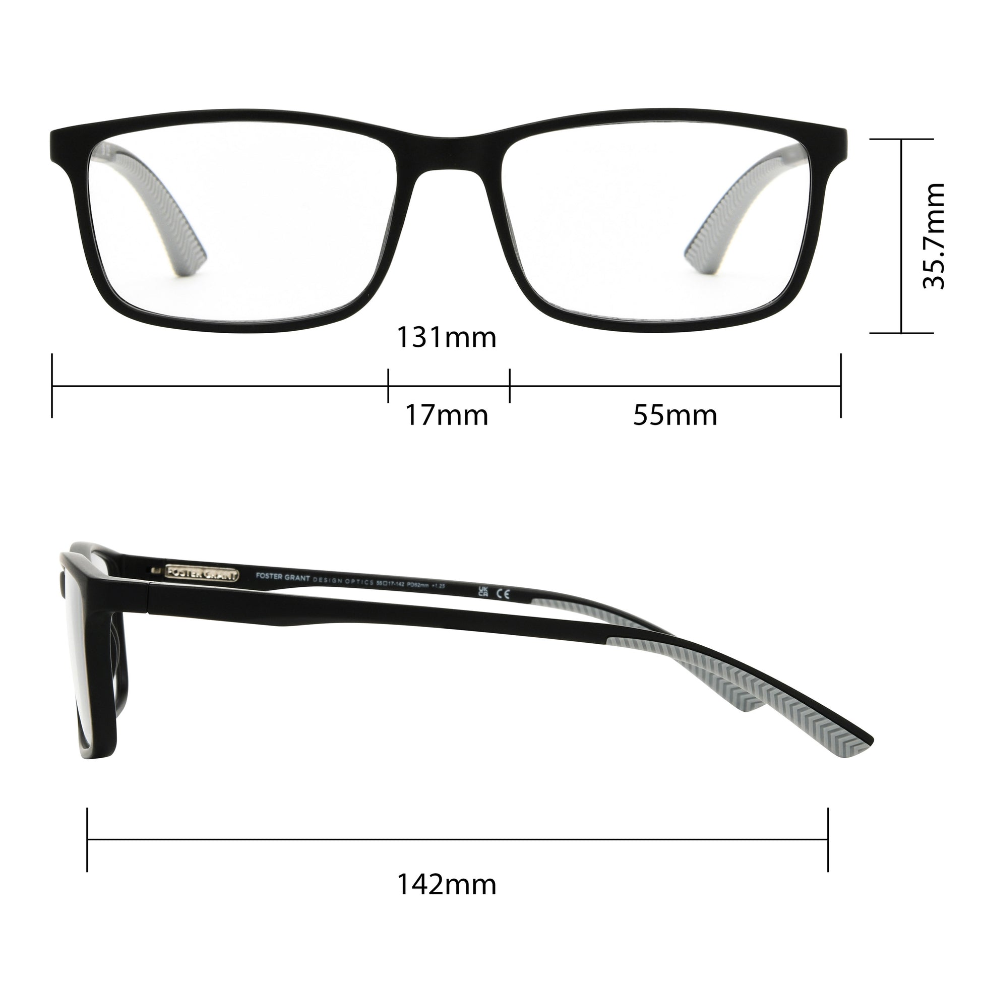 Design Optics by Foster Grant #666 Classic Plastic Rectangle Reading Glasses, 3-pack