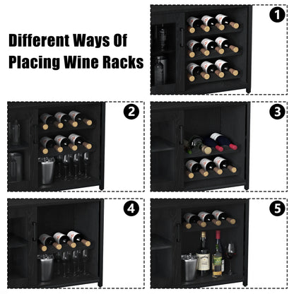 Wine Bar Rack Cabinet with Detachable Wine Rack, Bar Cabinet with Glass Holder, Small Sideboard and Buffet Cabinet with Mesh Door (White)