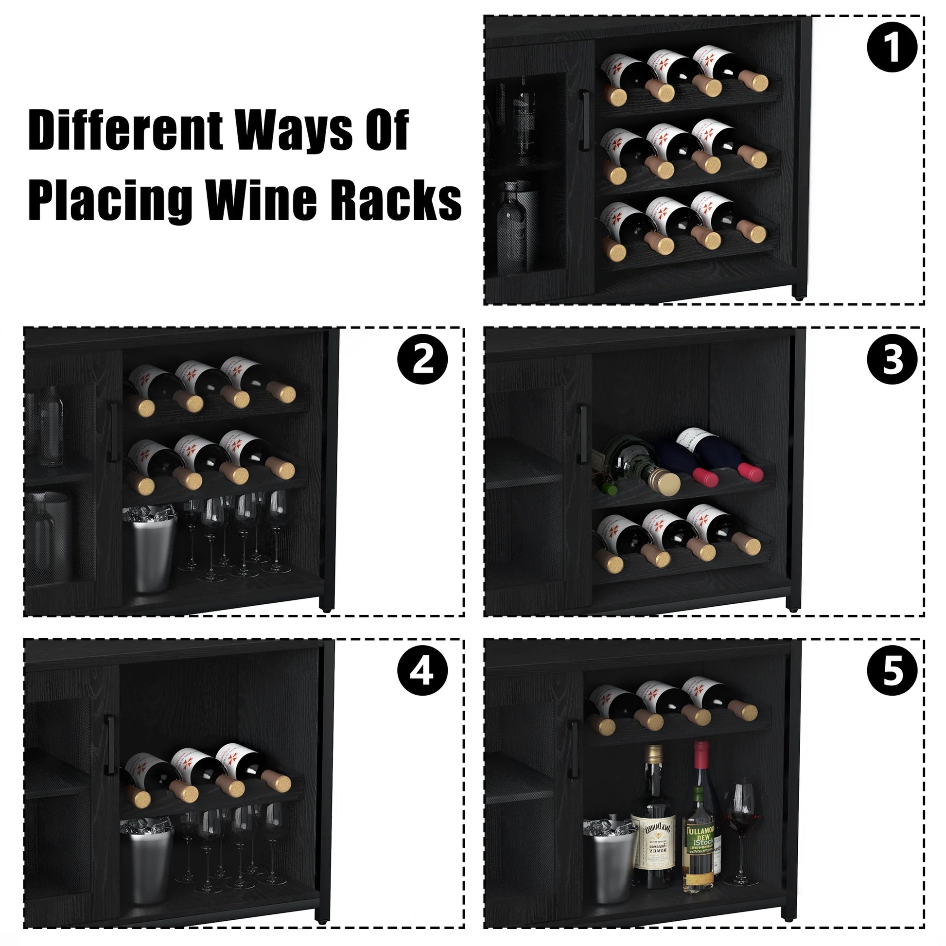 Faitaliicy Wine Bar Rack Cabinet Wine Table For Liquor With Glass Holder Detachable Wine Rack Sideboard And Buffet Cabinet Wood Coffee Bar With Mesh Door For Kitchen Living Room