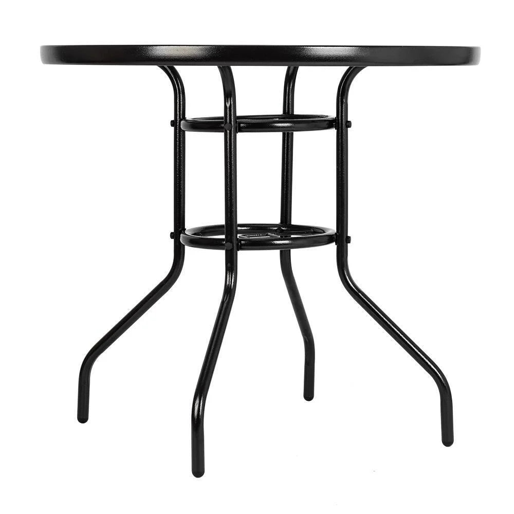 32" Outdoor Patio Rattan Wicker Bar Round Table Glass Top Yard Garden Furniture