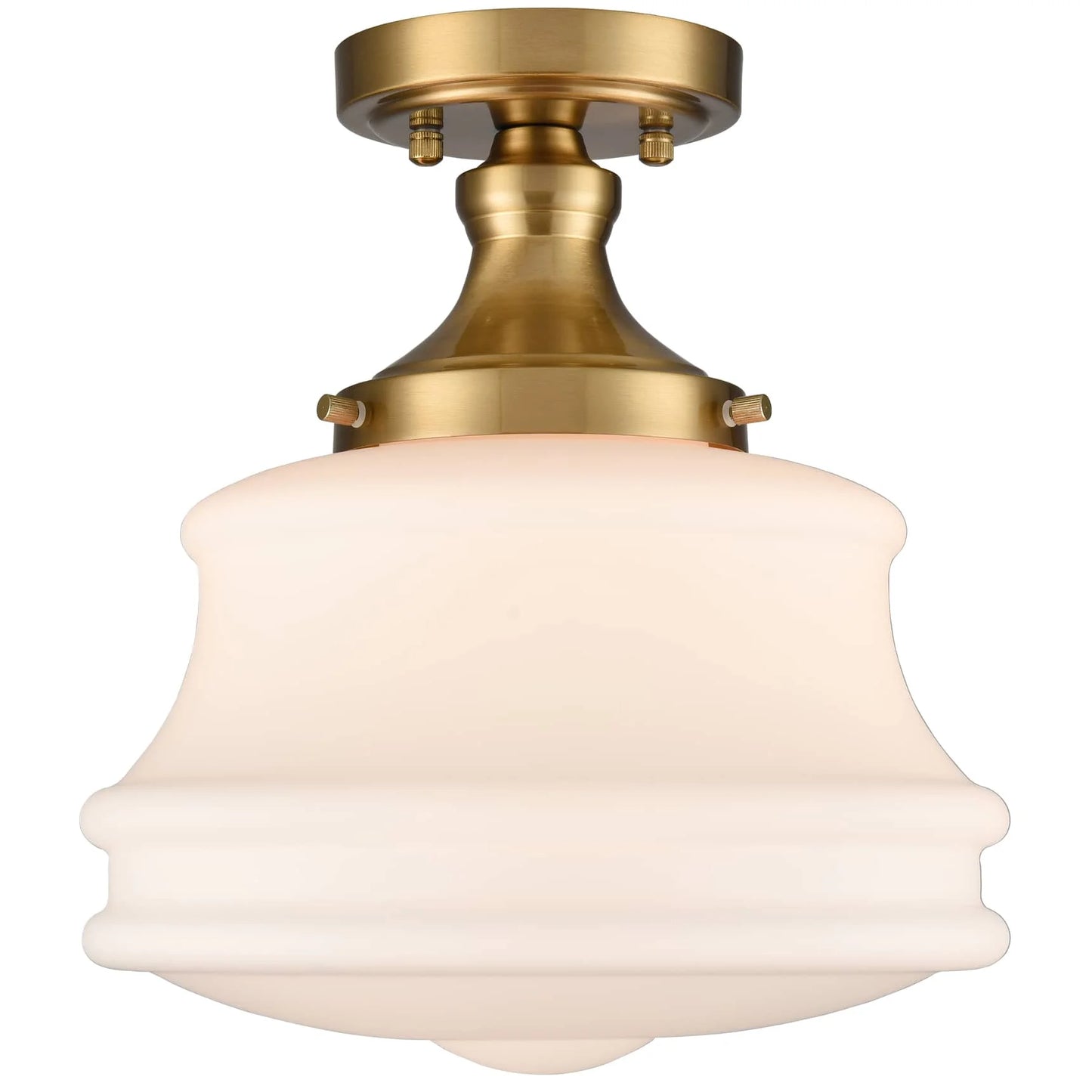 Modern Semi Flush Mount Ceiling Light Gold Hallway Light Fixture Opal Milk Glass