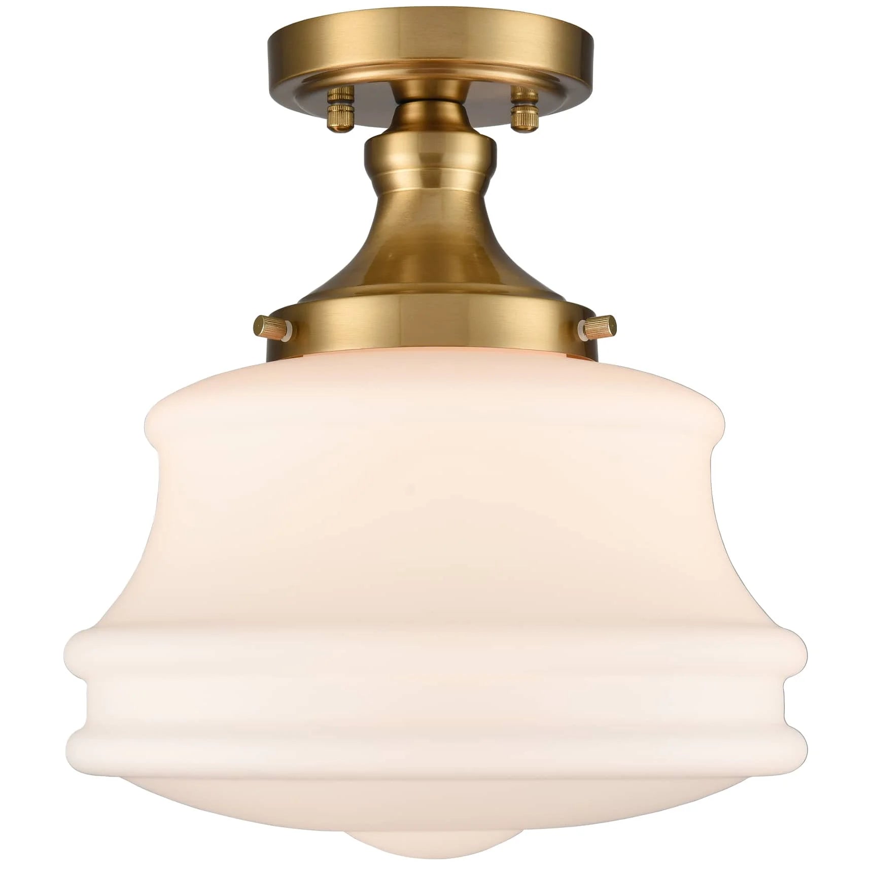 Modern Semi Flush Mount Ceiling Light Gold Hallway Light Fixture Opal Milk Glass