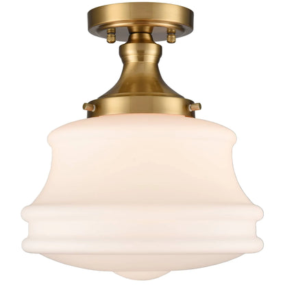 Modern Semi Flush Mount Ceiling Light Gold Hallway Light Fixture Opal Milk Glass