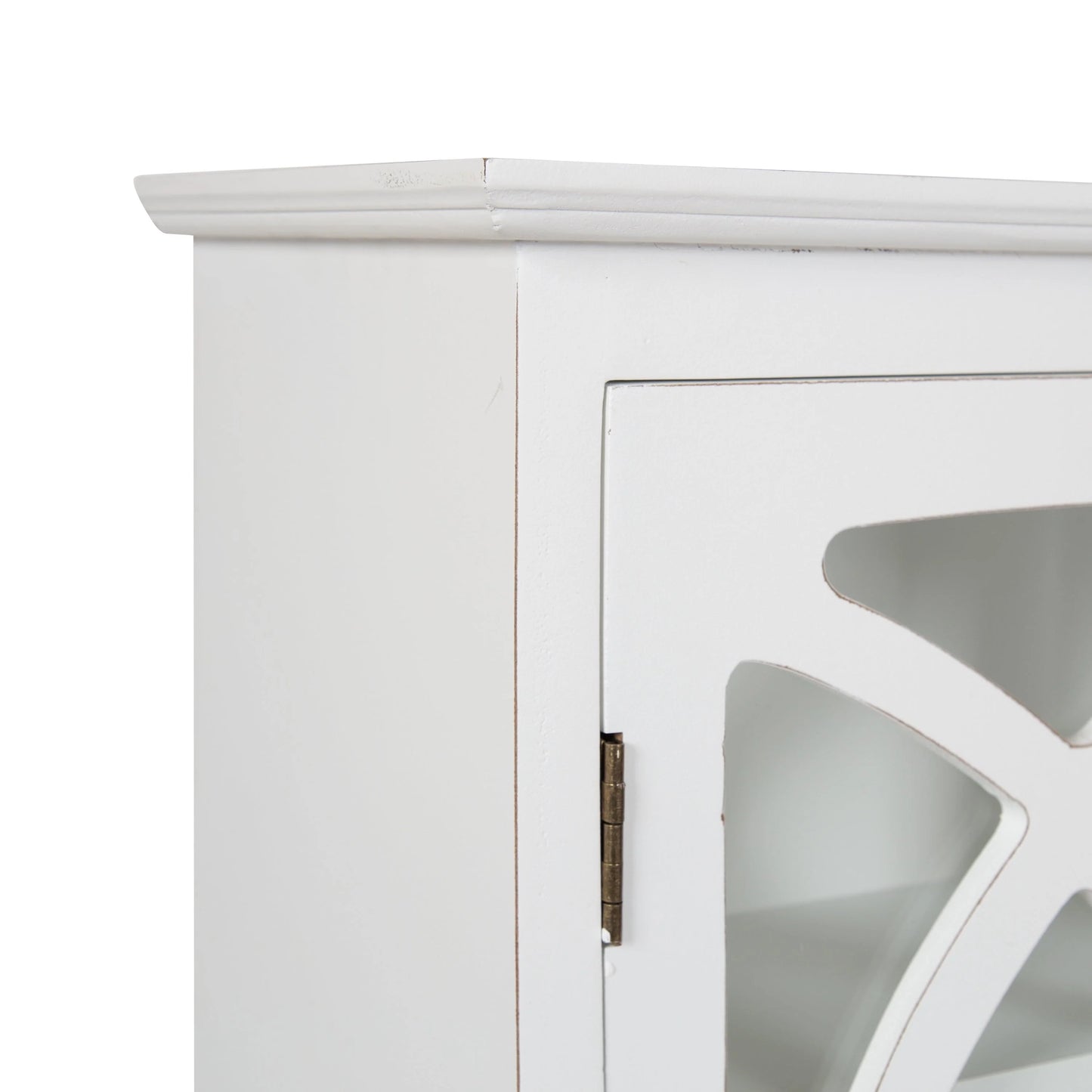 Kate and Laurel Quinlan Wood Wall Cabinet, 24 x 8 x 28, White, Decorative Traditional Storage Cabinet with Two Glass Doors and Three Interior Shelves